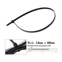 SET 20 PZ FASCETTE CAVI CAVO NERO STRINGENTI IN PLASTICA NYLON 4.8X400 MM 92385