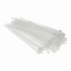 SET 100 PZ FASCETTE SERRACAVO AUTOBLOCCANTI IN NYLON BIANCO 2.5MMX100MM 25-100-B