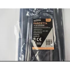 SET 100 PZ FASCETTE SERRACAVO AUTOBLOCCANTI IN NYLON NERO 4.8MM X 300MM 48-300-N