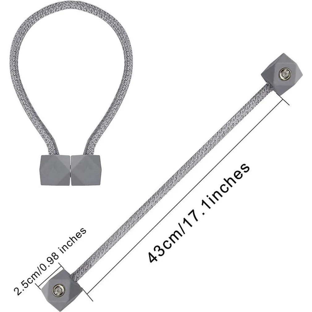 SET 2 PZ FERMATENDE MAGNETICI PER TENDA MODERNO FIBBIA INTRECCIATA COLORE GRIGIO