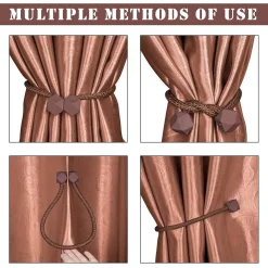 SET 2 PZ. FERMATENDE MAGNETICI PER TENDA MODERNO FIBBIA INTRECCIATA COLOR CAFFÈ