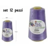 SET 12 PZ FILATI A CONO FILO POLIESTERE CUCITO 3000Y 40S/2 VIOLA GOMITOLO COTONE