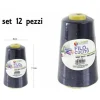 SET 12 PZ FILATI A CONO FILO POLIESTERE CUCITO 3000Y 40S/2 BLU GOMITOLO COTONE