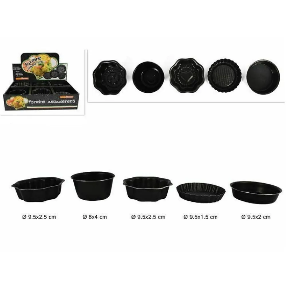 SET 48 PZ FORMINE ALLUMINIO ANTIADERENTI FORNO BISCOTTI DOLCI CUPCAKES ASSORTITI