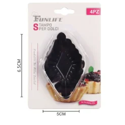 SET 4 PZ FORMINE STAMPO PER CROSTATINE DOLCI DESSERT ANTIADERENTE 6,5X5CM 98587