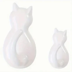 SET 3 PZ GANCI A FORMA DI GATTO BIANCHI ADESIVI PER CUCINA BAGNO DA PARETE 79346