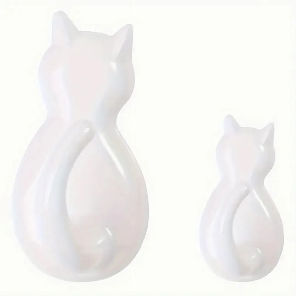 SET 3 PZ GANCI A FORMA DI GATTO BIANCHI ADESIVI PER CUCINA BAGNO DA PARETE 79346