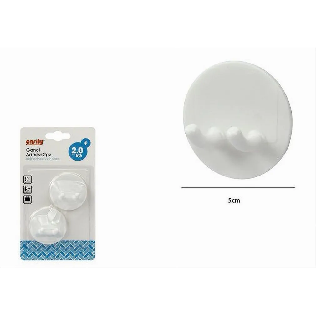 SET 2 PZ GANCI ADESIVI DOPPIO CASA BAGNO ATTACCAPANNI DA PARETE CIRCOLARE 79337
