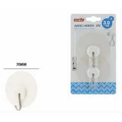 SET 2 PZ GANCI APPENDINI ADESIVI A PARETE CASA BAGNO CUCINA GANCIO ACCIAIO 87363