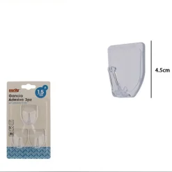 SET 3 PZ GANCI APPENDINI ADESIVI DA PARETE CASA CUCINA BAGNO ATTACCAPANNI 87011
