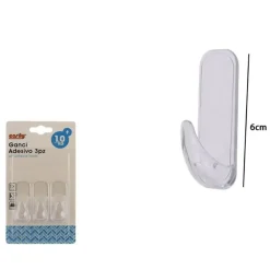 SET 3 PZ GANCI APPENDINI DA PARETE ADESIVE CASA CUCINA BAGNO ATTACCAPANNI 87005