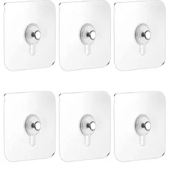 SET 6 PZ GANCI AUTOADESIVI PER QUADRI TRASPARENTI APPENDI SENZA CHIODI OROLOGIO