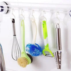 SET 6 PZ GANCI MULTIUSO FORMA S SALVASPAZIO PER CUCINA BAGNO CASA BIANCHI 87365