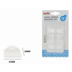 SET 2 PZ GANCIO ADESIVO MULTIUSO ASTA OGGETTI DA PARETE BAGNO CASA BIANCO 87357