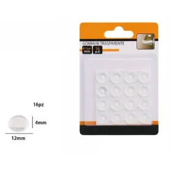 SET 16 PZ GOMMINI ADESIVI PROTEZIONE PAVIMENTI TRASPARENTI ROTONDI 12X4MM 66094