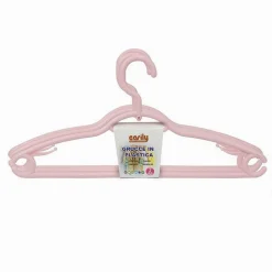 SET 3 PZ GRUCCE IN PLASTICA STAMPELLE APPENDI ABITI PANTALONI GIACCHE ROSA 79333