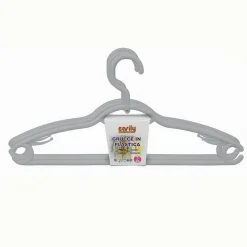 SET 3 PZ GRUCCE PLASTICA STAMPELLE APPENDI ABITI PANTALONI GIACCHE GRIGIO 79330