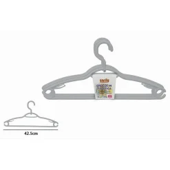 SET 3 PZ GRUCCE PLASTICA STAMPELLE APPENDI ABITI PANTALONI GIACCHE GRIGIO 79330