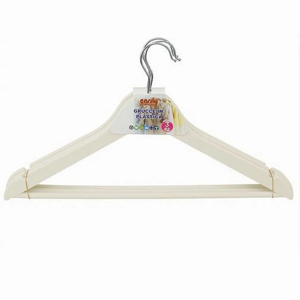 SET 3 PZ GRUCCE STAMPELLE IN PLASTICA APPENDIABITI VESTITI PANTALONI BEIGE 79316