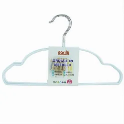 SET 5 PZ GRUCCE STAMPELLE METALLO GOMMATE ANTISCIVOLO BIANCO APPENDI ABITI 87674