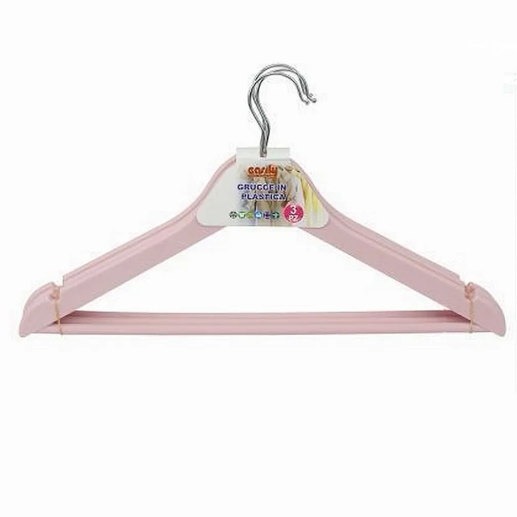 SET 3 PZ GRUCCE STAMPELLE IN PLASTICA APPENDIABITI VESTITI PANTALONI ROSA 79318