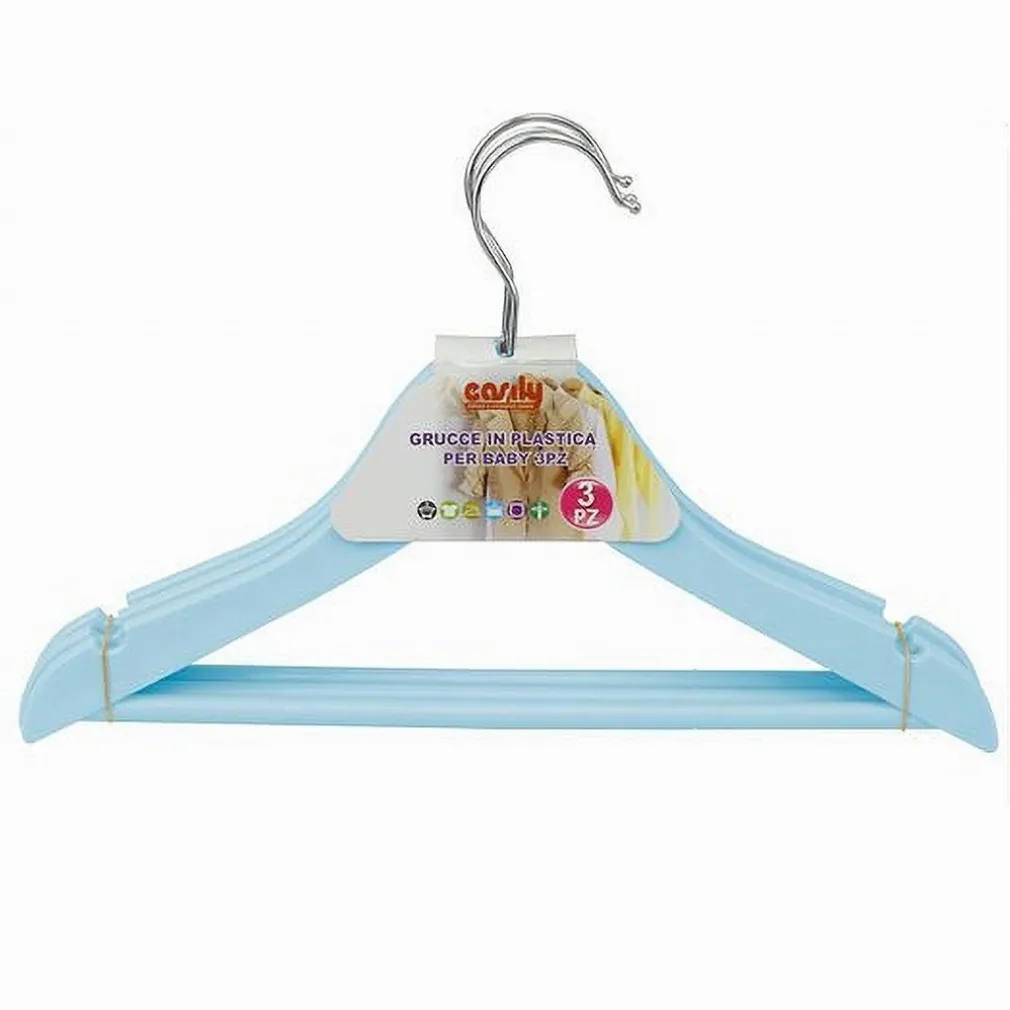 SET 3 PZ GRUCCE STAMPELLE APPENDIABITI VESTITI PANTALONI BAMBINI AZZURRO 79311