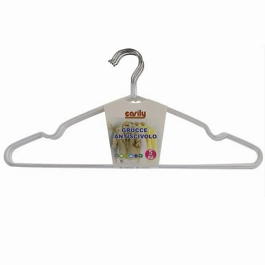 SET 5 PZ GRUCCE STAMPELLE APPENDI ABITI ANTISCIVOLO VESTITI 40 CM BIANCO 10458