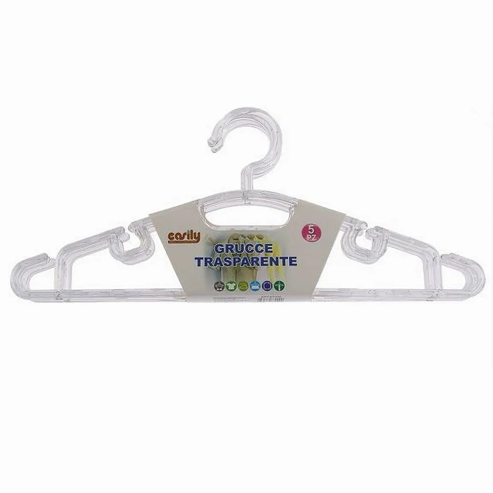 SET 5 PZ GRUCCE TRASPARENTE STAMPELLE IN PLASTICA APPENDI ABITI PANTALONI 87000
