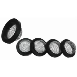 SET 5 PZ GUARNIZIONI IN GOMMA NERA CON FILTRO RETE CONVESSA IN ACCIAIO 3/4 52446