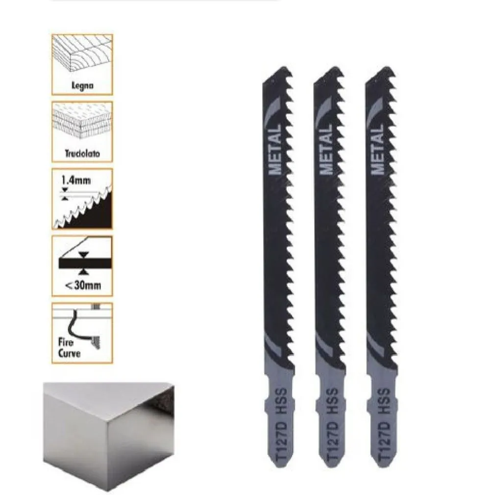 SET 3 PZ LAME PER SEGHETTO ALTERNATIVO T144D HCS LAMA RICAMBI PER METALLO 90189