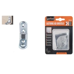 SET 2 PZ LASTRINA AD ANGOLO 50MM SOSTEGNO STAFFA ANGOLARE CON VITI MOBILI 94780