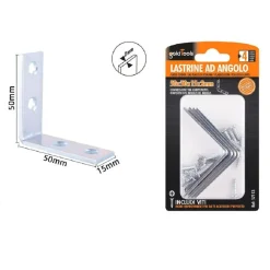 SET 4 PZ LASTRINE AD ANGOLO LASTRINA ANGOLARE 50X50X15X2MM CON VITI MOBILI 57113