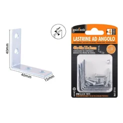 SET 4 PZ LASTRINE AD ANGOLO LASTRINA ANGOLARE 40X40X15X2MM CON VITI MOBILI 57112