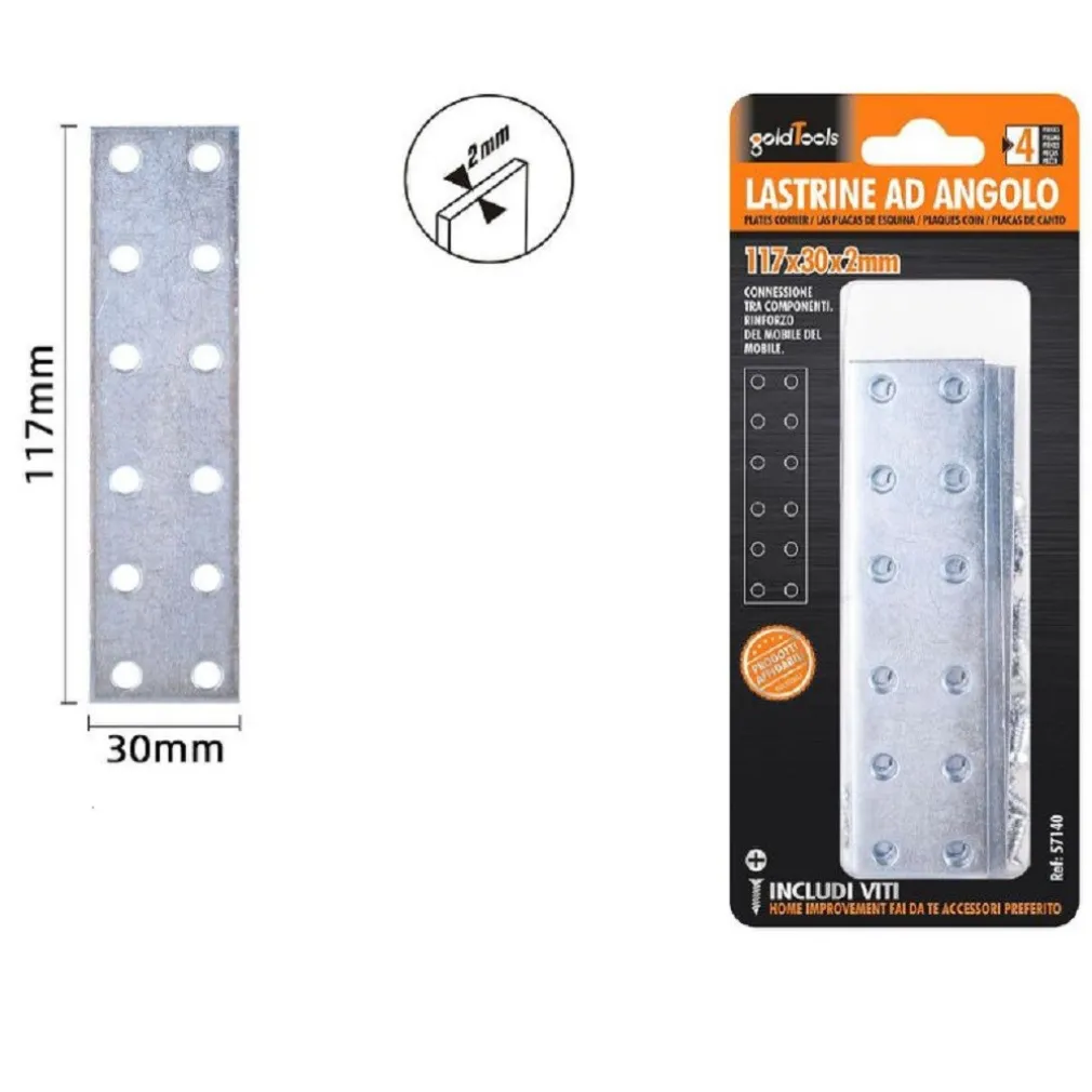 SET 4 PZ LASTRINE LASTRINA PIASTRA DI GIUNZIONE 117X30X2MM CON VITI MOBILI 57140