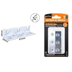 SET 4 PZ LASTRINE LASTRINA AD ANGOLO ANGOLARE 67X20X20X1.2MM VITI MOBILI 57129