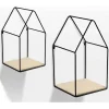 SET 2 PZ MENSOLE PARETE CASA MENSOLA LEGNO BACHECA METALLO NERO H36/30 CM 751714