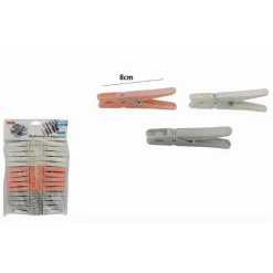 SET 30 PZ MOLLETTE IN PLASTICA COLORATE 8 CM PINZE BUCATO PANNI MULTIUSO 69540