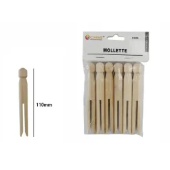 SET 18 PZ MOLLETTE PINZE BUCATO PANNI IN LEGNO BRICOLAGE HOBBYSTICA 110MM 53895A