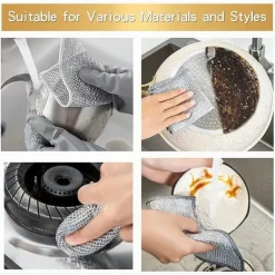 SET 10 PZ PANNI IN FILO METALLICO ANTIGRAFFIO PER PULIRE PIATTI LAVELLI MULTIUSO