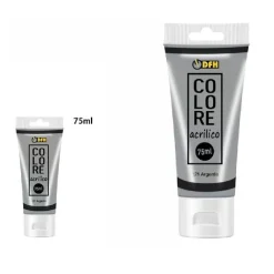 SET 6 PZ PITTURA ACRILICA VERNICE CONFEZIONE COLORE ARGENTO 121 TUBO 75 ML 07488