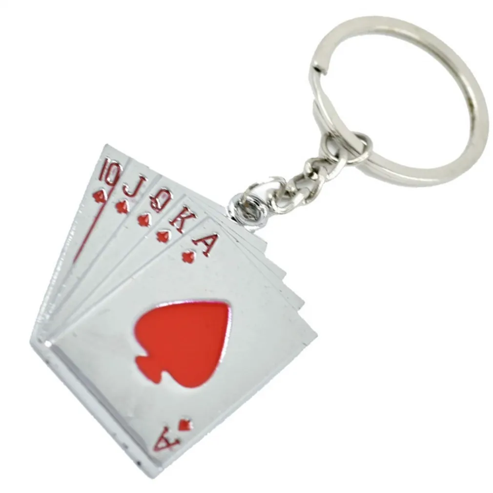 SET 12 PZ PORTACHIAVI DESIGN A FORMA DI CARTE DA GIOCO CUORI CHARM REGALO BOMBONIERE