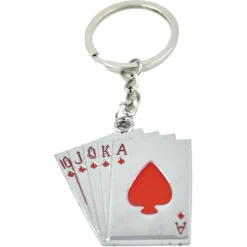 SET 12 PZ PORTACHIAVI DESIGN A FORMA DI CARTE DA GIOCO CUORI CHARM REGALO BOMBONIERE