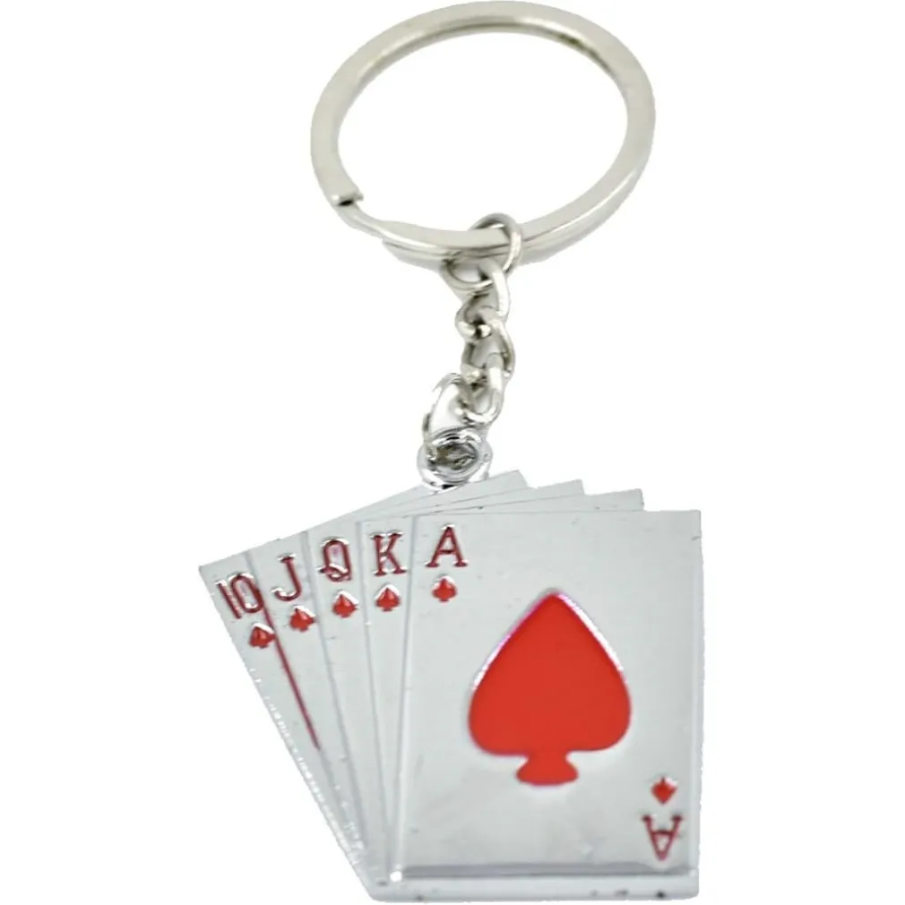 SET 12 PZ PORTACHIAVI DESIGN A FORMA DI CARTE DA GIOCO CUORI CHARM REGALO BOMBONIERE