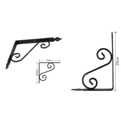 SET 2 PZ REGGIMENSOLA SUPPORTO STAFFA ANGOLIERE FANTASIA 290X240CM NERA 91279