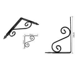 SET 2 PZ REGGIMENSOLA SUPPORTO STAFFA ANGOLIERE FANTASIA 190X140 MM NERA 91277