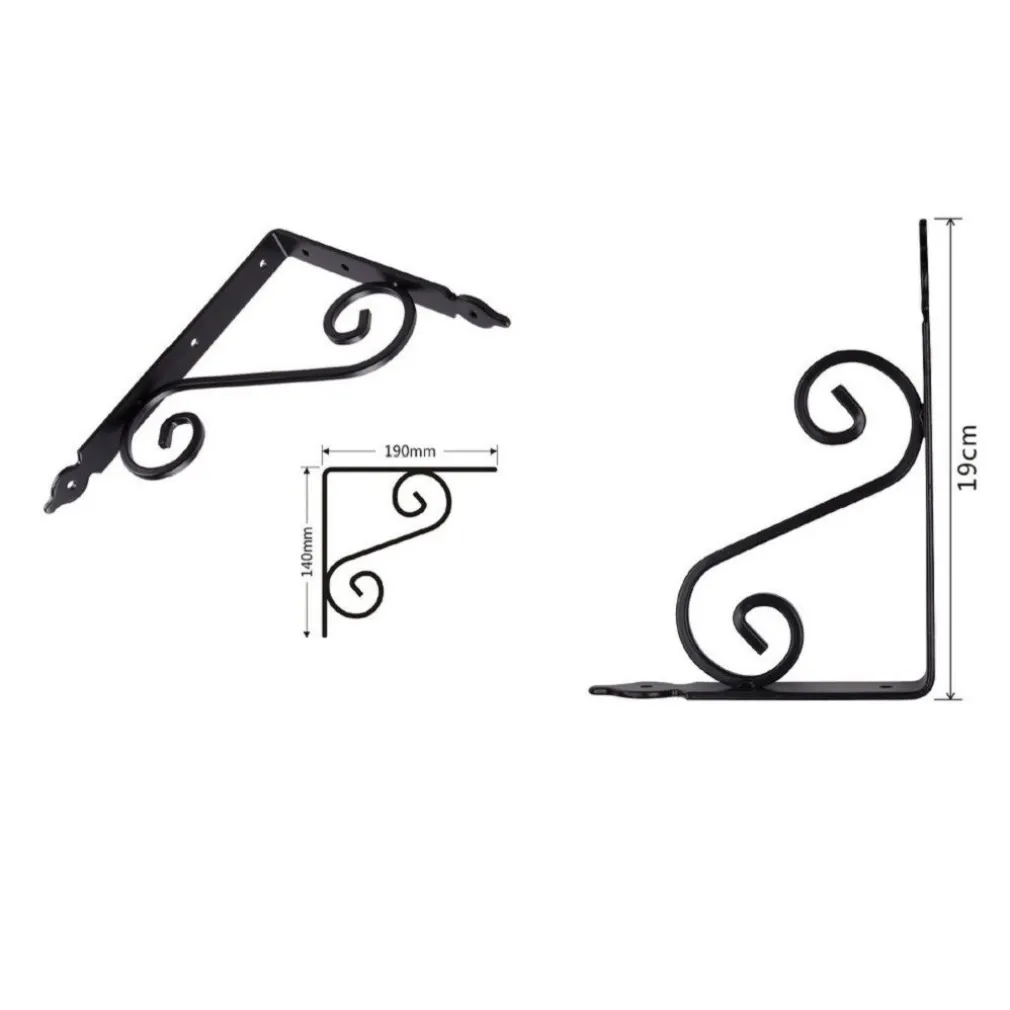 SET 2 PZ REGGIMENSOLA SUPPORTO STAFFA ANGOLIERE FANTASIA 190X140 MM NERA 91277