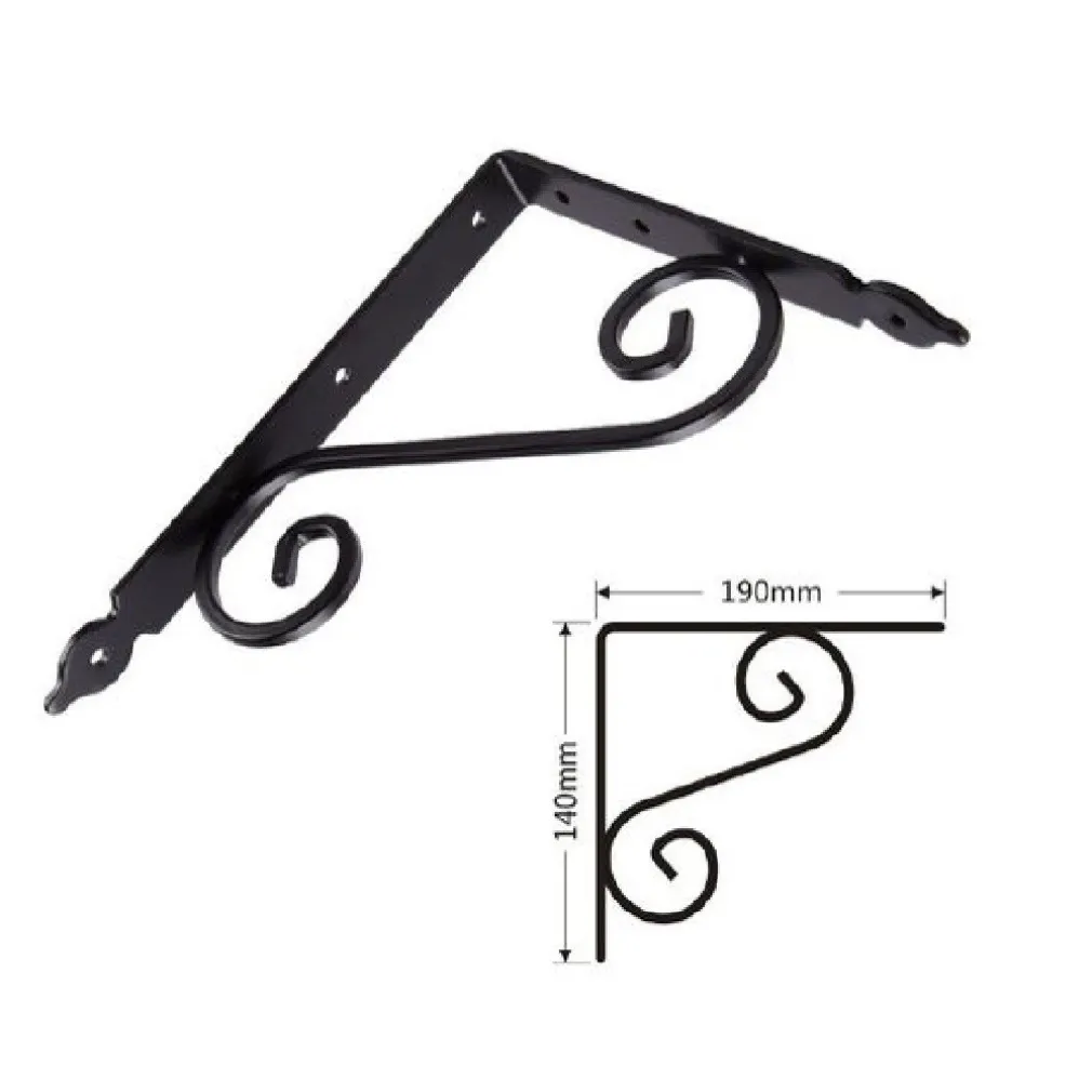 SET 2 PZ REGGIMENSOLA SUPPORTO STAFFA ANGOLIERE FANTASIA 190X140 MM NERA 91277