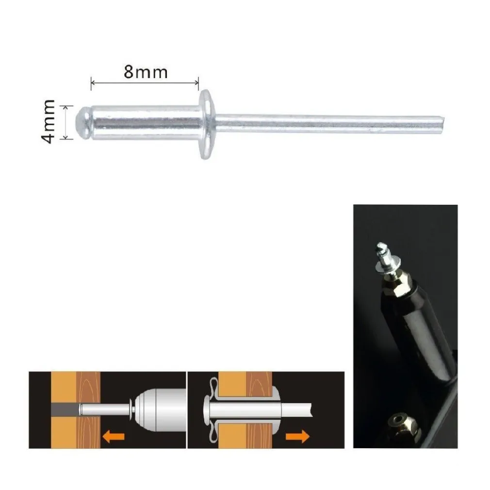 SET 23 PZ RIVETTI RIVETTO 4 X 8MM ACCESSORI BRICOLAGE FERRAMENTA FAI DA TE 90815