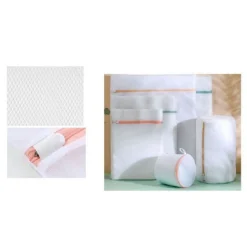 SET 2 PZ SACCHETTO LAVAGGIO A RETE CON CERNIERA BIANCHERIA TONDO 22X33CM 58137