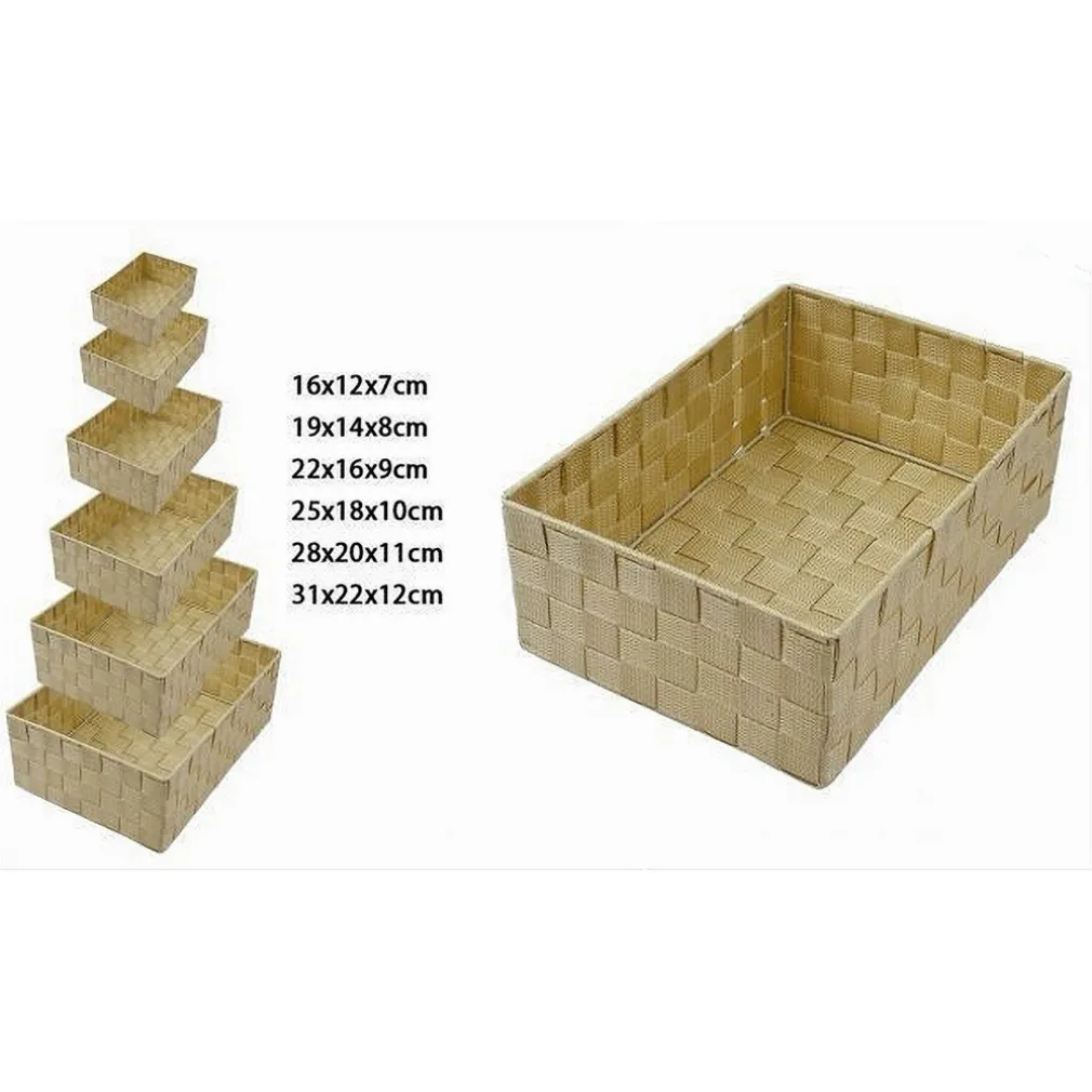 SET 6 PZ SCATOLA IN TESSUTO ORGANIZER ARMADIO SCAFFALI PORTA OGGETTI BEIGE 79069